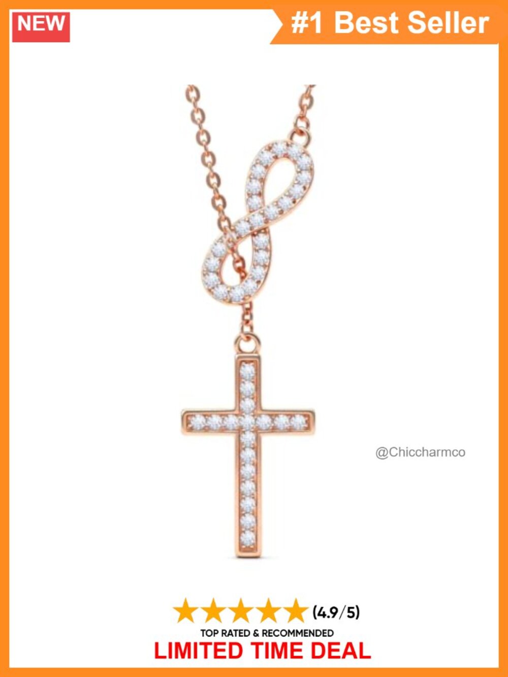 Sterling Silver Cross Necklace Moissanite CZ Pendant 18" Religious Gift